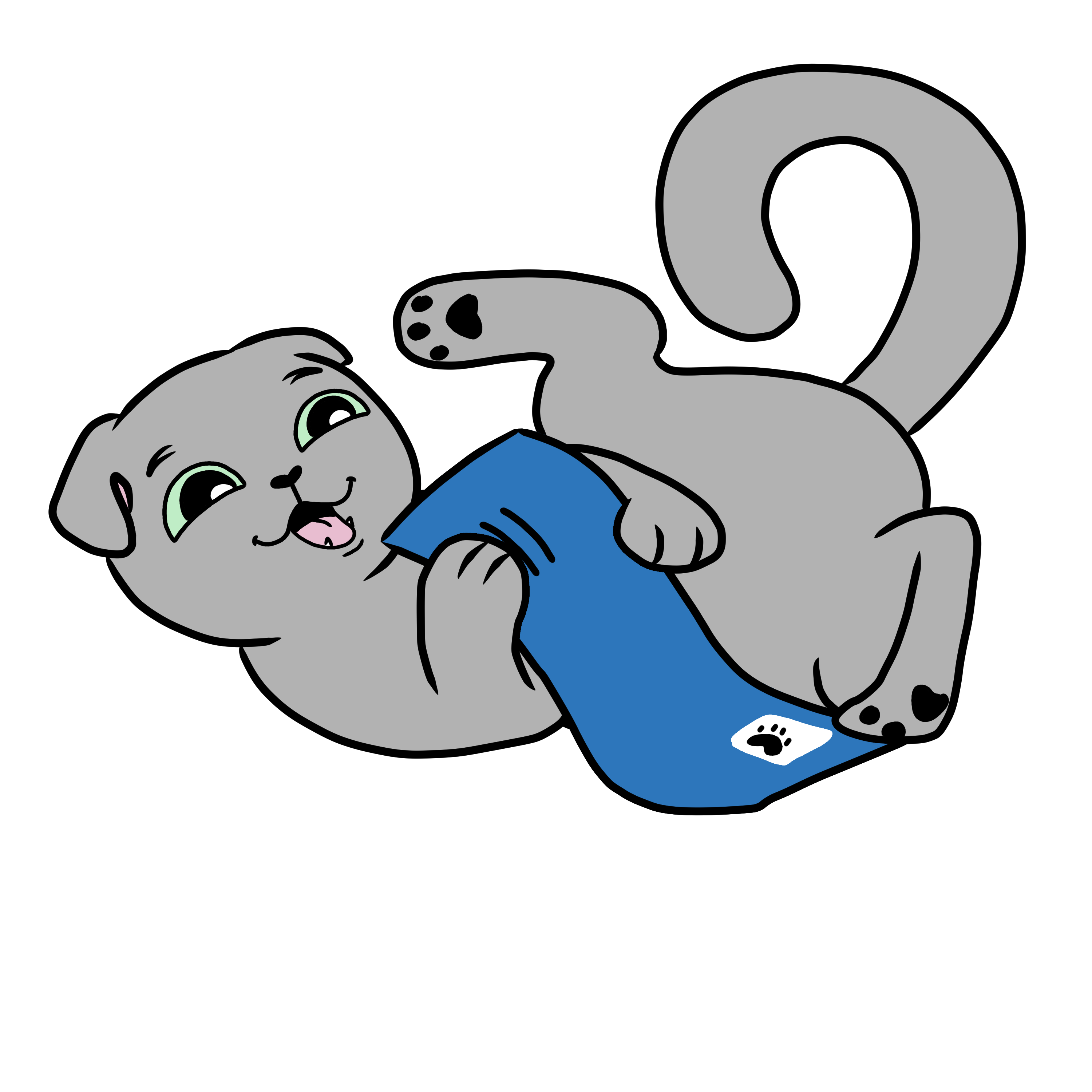 Bella the cat with her blue Fleamail envelope